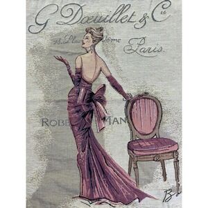 Vintage Chad Barrett‎ Couture Fashion Paris Woven Tapestry Pillow Cover Pink